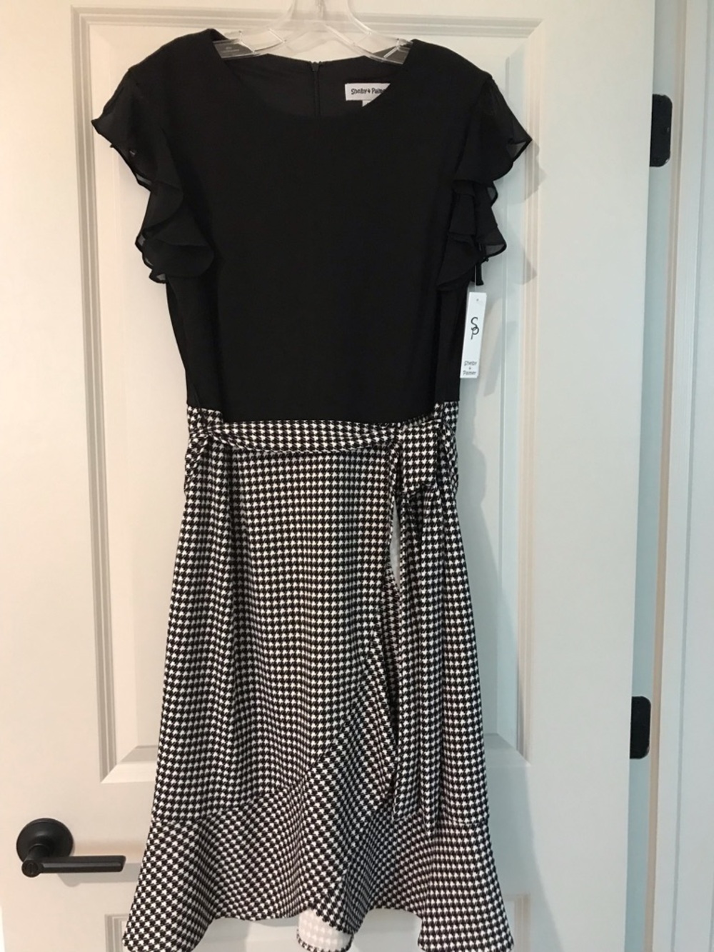 Sleeveless Black & White Plaid  Dress - Picture 2 of 5